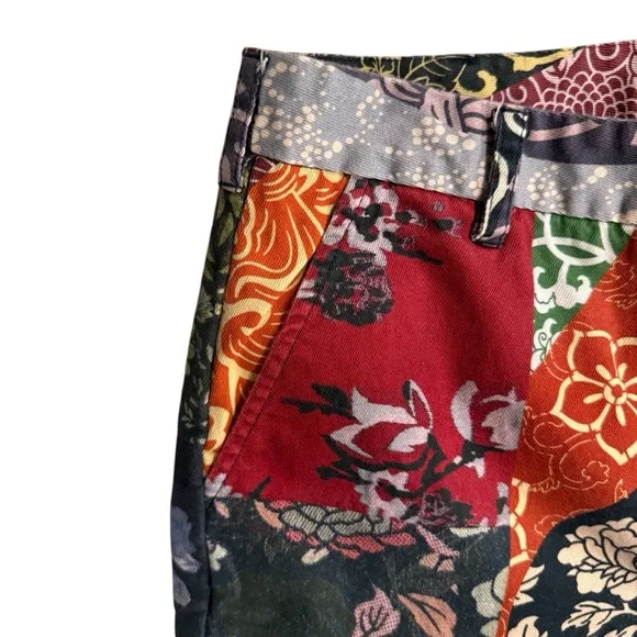 Biya by Johnny Was Patchwork Floral Pants Sz S Boho Straight Leg
